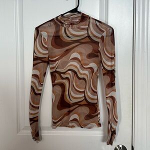 XS Long-Sleeved Willow & Root Multi-Colored, Marble Layering Top